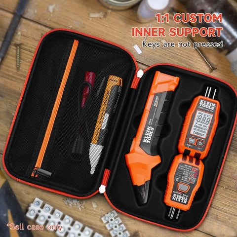 Hard Case Storage Box For ET310 AC Circuit Breaker Finder, 80041 Outlet Repair Kit, And RT250 GFCI Receptacle Tester Accessories Case Only, Durable Protective Travel Carrier For Tools, open view with tools inside.