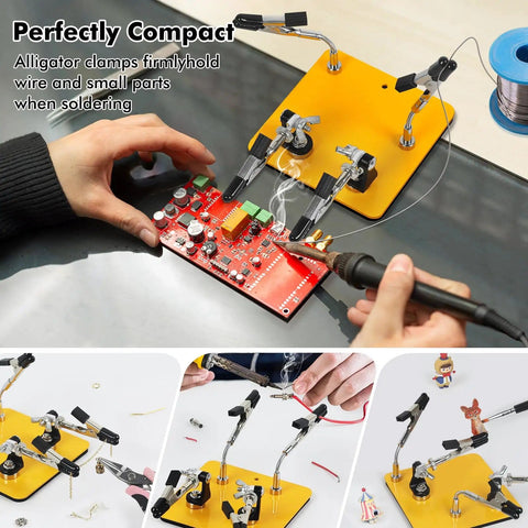 Helping Hands Soldering Station With A 3.9 By 3.9 Inch Stable Base 360 Degree Adjustable Soldering Clamp Four Flexible Magnetic Arms