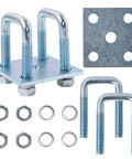 Beefy Two Pack Heavy Duty Square U-Bolt Kit 1-5/8 in Wide by 3-1/2 in Long With Nuts, Washers and Frame Plates Rust-Resistant Galvanized Steel