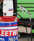 Lincoln 917 Pro Grade 50 To 1 Pneumatic Grease Pump on 120 lb Drum with Control Valve and Hose