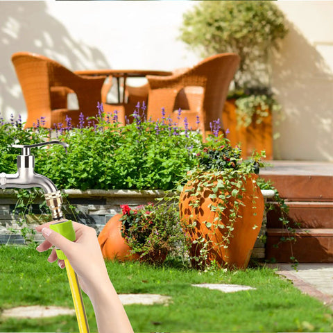Garden Quick Connect Water Connector Set Half Inch Hose Pipe Repair And Irrigation 4 Pack Durable ABS in use