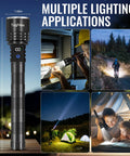 High Lumens Rechargeable LED Flashlights 2 Pack With Zoomable Beam And LCD Display in various outdoor applications