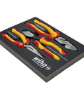 Insulated Pliers And Cutters Tray Set, 3 Piece With Long Nose 8 In, Angled Cutters 8 In, Lineman Pliers 9.5 In, Dual Durometer Handles