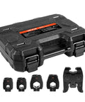 ProPress 5-Piece Pressing Kit With 1/2, 3/4, 1 And 1-1/4 Inch Rings And R8 Actuator in black carrying case for copper piping