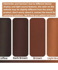 Color swatches for Giant Self Adhesive Leather Repair Patch 17x79 Inch, showing coffee, dark brown, brown, and light brown options.