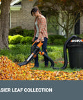 Person using Trivac 3 In 1 Electric Leaf Blower Vacuum Mulcher For Lawn Care With 350 CFM And 210 MPH for fall leaves collection