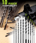 Beefy Half Inch Corded Hammer Drill For Concrete With Variable Speed 0 To 3000 RPM And 48000 BPM includes 10 masonry bits