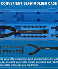 15 Piece Universal Pulley Holder Tool Kit Pro Grade With Variable Pin Spanner Wrench Set and Ratchet in blow-molded case