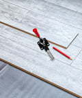 Beefy 42mm Stroke Push Pull Toggle Clamp with Quick Release for horizontal workholding on wooden surface, shown in a project layout.