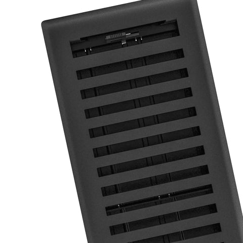 Montezuma 4x12 Decorative Floor Register Kit 5 Pack Black Iron Finish Heavy-Duty Powder-Coated Steel Face Plate Rust-Proof Damper Body High-Impact Polystyrene Construction Signature Series