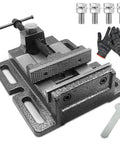 Front view of Drill Press Vise 3.0 Inch Quick Release Bench Clamp Built Like A Beast With Heavy Duty Cast Steel Industrial Vise