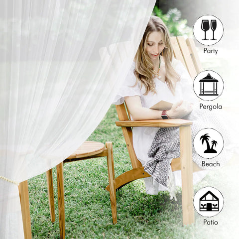 Outdoor Mosquito Netting Panels For Patio Waterproof And Bug Proof Mesh Curtains Extra Wide 118 Inch Two Panels installed on patio
