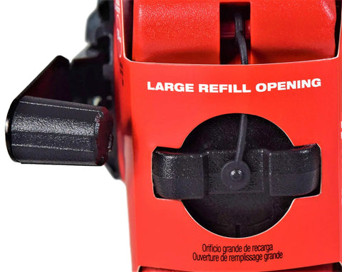 Extra Bold 150 Ft Large Capacity Chalk Reel With Planetary Gear System, showing large refill opening and stable refill base
