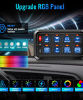 RGB Eight Gang Switch Panel For 12 24V Automotive Systems With Bluetooth App Control, illuminated on dashboard