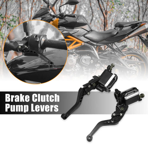 Pair Of Universal Seven Eighths Of An Inch Twenty Two Millimeter Dual Hydraulic Brake Master Cylinder And Clutch Lever For Most Motorcycles Black Ride Ready Aluminum Alloy CNC Machined And Corrosion Resistant Design