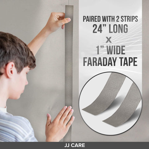 Person applying tape from Faraday Shield Cloth Kit For EMP And EMI Protection, military grade 3 layer Faraday fabric with 1 by 24 inch tape.