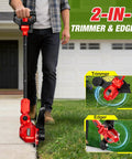 Cordless String Trimmer for Milwaukee M18 Battery, 12-Inch Weed Wacker With Auto Line Feed, red tool in edging mode