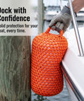 Solid Nylon Boat Fenders For Docking And Marine Anti Collision Protection securing boat against dock, orange, pack of 2