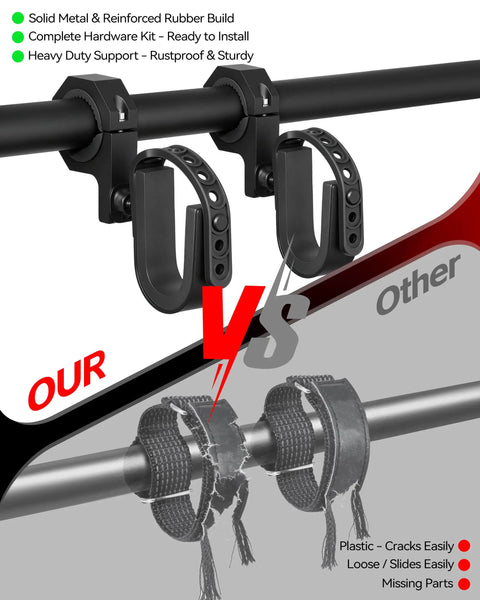 Adjustable 2 Pack Utv Gun Rack With Slick Protective Foam Mount For 1 To 2 Inch Roll Cage grips tightly on heavy duty metal bar.