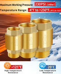 Three brass NPT spring check valves (1/2", 3/4", 1") for inline water backflow prevention