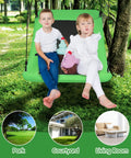 Giant 60 Inch Platform Tree Swing for Kids and Adults Indoor Outdoor Large Swing with Oxford Fabric Adjustable Hanging Ropes Built to Last in Backyard Park or Playground, showing kids sitting on it outdoors.