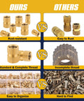 Comparison of Heavy Duty Brass Knurled Threaded Inserts Kit vs others showing rust resistance and complete threads.