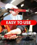 Person using Grease Fitting Cleaning Tool For Quick Clog Removal With Penetrating Fluid And Hydraulic Flush on machinery