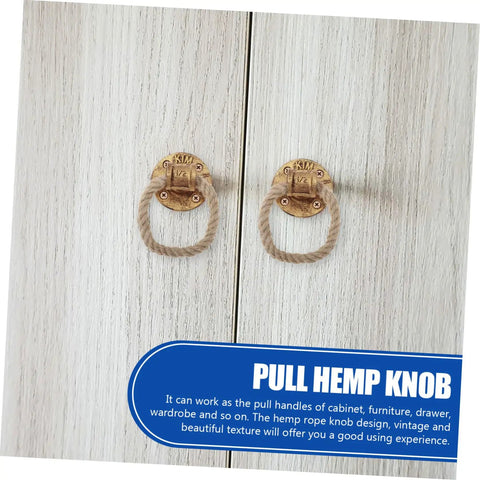 Rustic Rope Drawer Knob Pull Handle Made From Solid Metal Cabinet Door Pull Ring Dope Retro Vibe Hardware