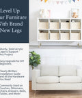 Gold Cap Clear Acrylic Furniture Legs Set Of 4 with Mid Century Style on storage cabinet and sofa, showcasing modern decor.
