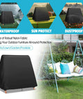 Waterproof A Frame Swing Cover For 72 Inch Porch Swings Glider Hammocks Windproof With Drawstring Buckles displayed outdoors