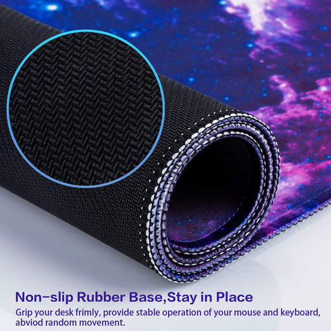 Close-up of Huge Extended Gaming Mouse Pad Monster Size 31.5 By 15.7 Inches Full Desk Mat with non-slip rubber base.