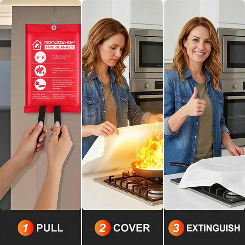 Steps to use Fiberglass Fire Safety Blanket Heavy Duty Fire Retardant For Home Kitchen Camping Grilling Car Office Warehouse School Picnic And Fireplace Your Go To Heat Shield Up To 1022 Degrees Heat Resistant