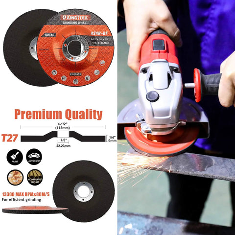 27 Piece Angle Grinder Wheel Set With 20 Cutting Wheels, 5 Grinding Wheels And 2 Flap Discs For Four Point Five Inch Grinders, Seven Eighths Inch Arbor, Ideal For Steel And Stainless Cutting And Grinding in use
