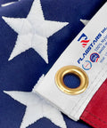 Close-up of Built Tough Durable Nylon Outdoor Flag 3x5 Ft Waterproof Embroidered All Weather US Made Heavy Duty American Flag grommet.