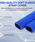High quality soft fleece strap cover in blue, part of 16 Pack Universal CPAP Headgear Strap Covers With Reusable Soft Fleece Pads