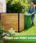 Three Panel No Dig Wood Privacy Fence Screen For Outdoor Use 42 Inch High By 40 Inch Wide Screening For Air Conditioners Trash Bins And AC Units Decorative Garden Patio Backyard Temporary Fencing With Easy Install