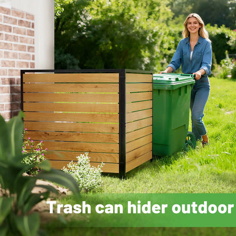 Three Panel No Dig Wood Privacy Fence Screen For Outdoor Use 42 Inch High By 40 Inch Wide Screening For Air Conditioners Trash Bins And AC Units Decorative Garden Patio Backyard Temporary Fencing With Easy Install