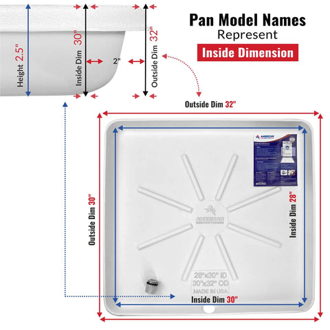 Pro Washing Machine Pan For Floor Protection With 1 Inch Drain Fitting Included Drilled Drain Pan For Washer And Dryer White Three Pack