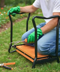 Heavy Duty Foldable Garden Kneeler And Seat With Two Tool Bags, Two In One Ergonomic Kneeling Chair For Weeding And Planting, Adjustable Height Metal Frame With EVA Cushion, Lightweight Portable Garden Workstation