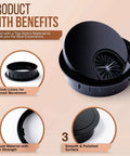Metal Desk Grommet 2 Inch Pack Of 2 Flat Black Zinc Alloy Cable Hole Cover with smooth polished surface, robust material and safe edges.