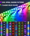 2 Pack 3Ft Spiral RGB LED Whip Lights With RF Remote 360 Degree Chasing Color display and color modes