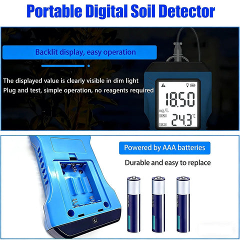 7 In 1 Soil Tester Kit With Digital Moisture Meter NPK pH Temperature EC Conductivity Fertility Analyzer