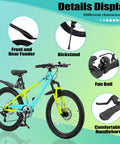 Details of a 24 Inch Kids Mountain Bike With Front Suspension, 1 Or 7 Speed Gears, Adjustable Seat Height, Front And Rear Disc Brakes