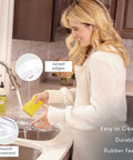 Woman cleaning Two Pack Lazy Susan Turntables Clear Acrylic Carousel Storage For Fridge Pantry Cabinet Or Counter Tops Rotates 360 Degrees.
