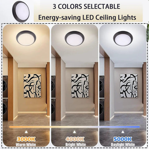 Sweet 9 Inch Flush Mount LED Ceiling Light Fixture 120V Dimmable 1000 LM 17.5W 3000K 4000K 5000K Color Temp Adjustable