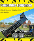 Dump trailer raised on grass under blue sky, compatible equipment for 1-1/4 Inch Hydraulic Quick Disconnect Coupling Set With Wing Nut Sleeve Heavy Duty Brass NPT 1-1/4 Female 3000 PSI 80 GPM For Dump Trailer Live Bed Equipment 2 Pack Secure Leak Free Connection