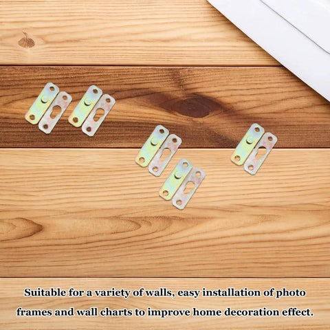 24 Pairs Metal Picture Clips And Wall Mount Brackets Hanger Kit For Picture Hanging displayed on a wooden surface