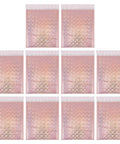 Rose Pink Holographic Padded Mailers 25x30cm Self Seal Waterproof Shipping Bags 10 Pack in a grid layout