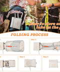 Demonstration of folding Ultralight 15L Daypack for Travel and Outdoors into compact pouch, showing each step of the process.