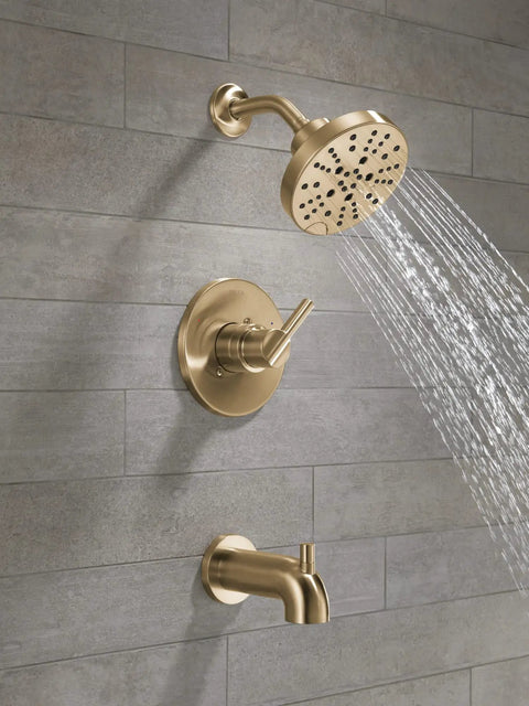 Premium Nicoli Bathtub And Shower Faucet Set Featuring Brushed Gold Valve Trim Kit And H2Okinetic Spray Tech For An Ultra Smooth No Drama Bathroom Refresh